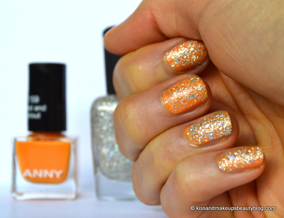 Orange with silver glitter