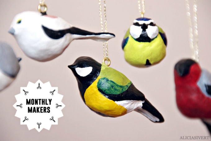 Painted clay birds