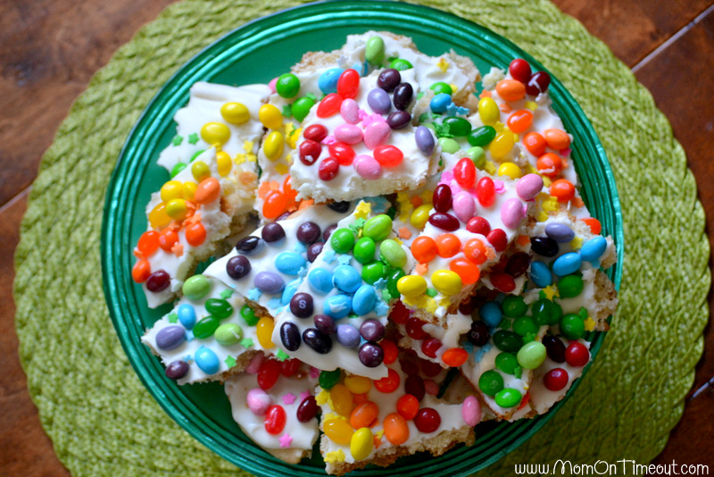 Plate of rainbow sugar cookie bark