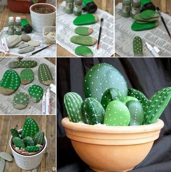 Potted rock "cactus" garden