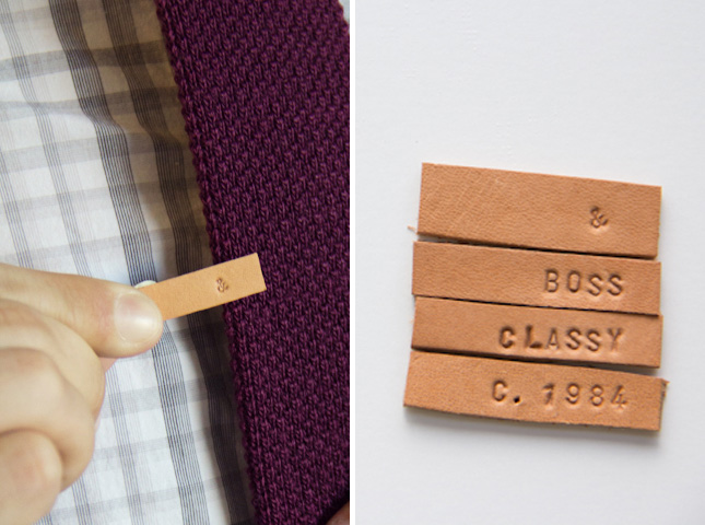 Stamped leather tie clip