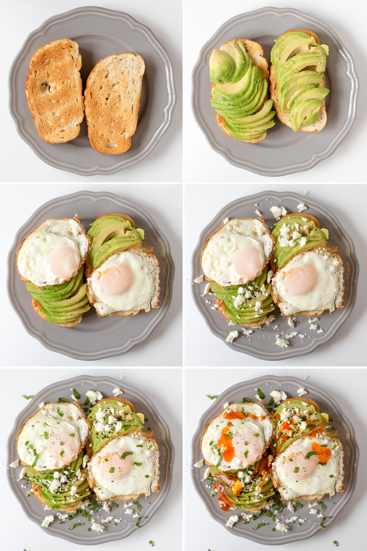 Avocado breakfast toasts step 4 collage