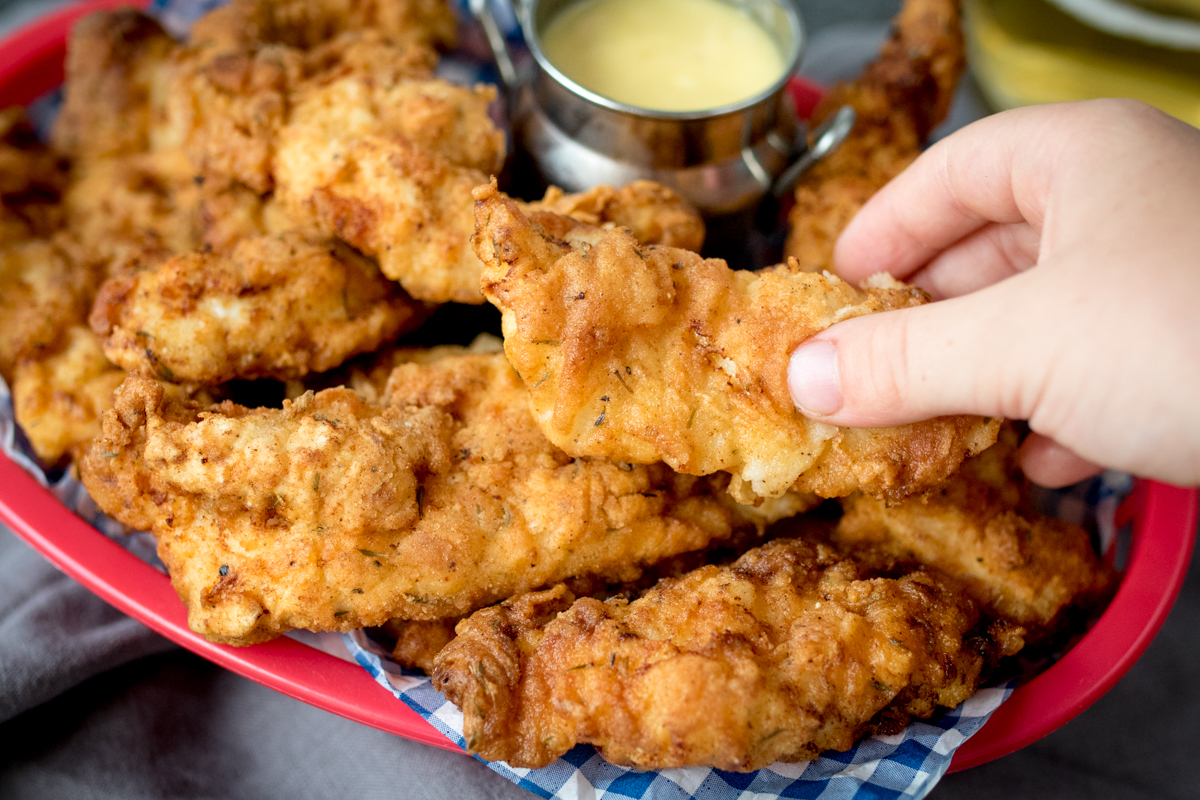 Buttermilk chicken tenders with honey mustard finished 4