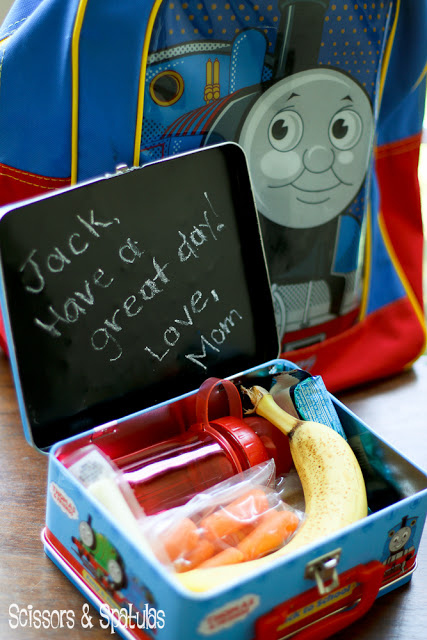 Chalk notes inside a lunch box