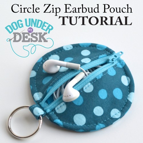 Circle zip earbud pouch