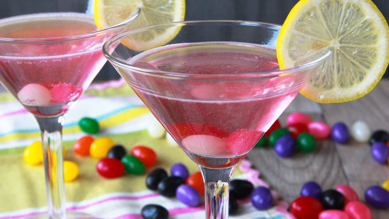 Cotton candy jelly bean martini