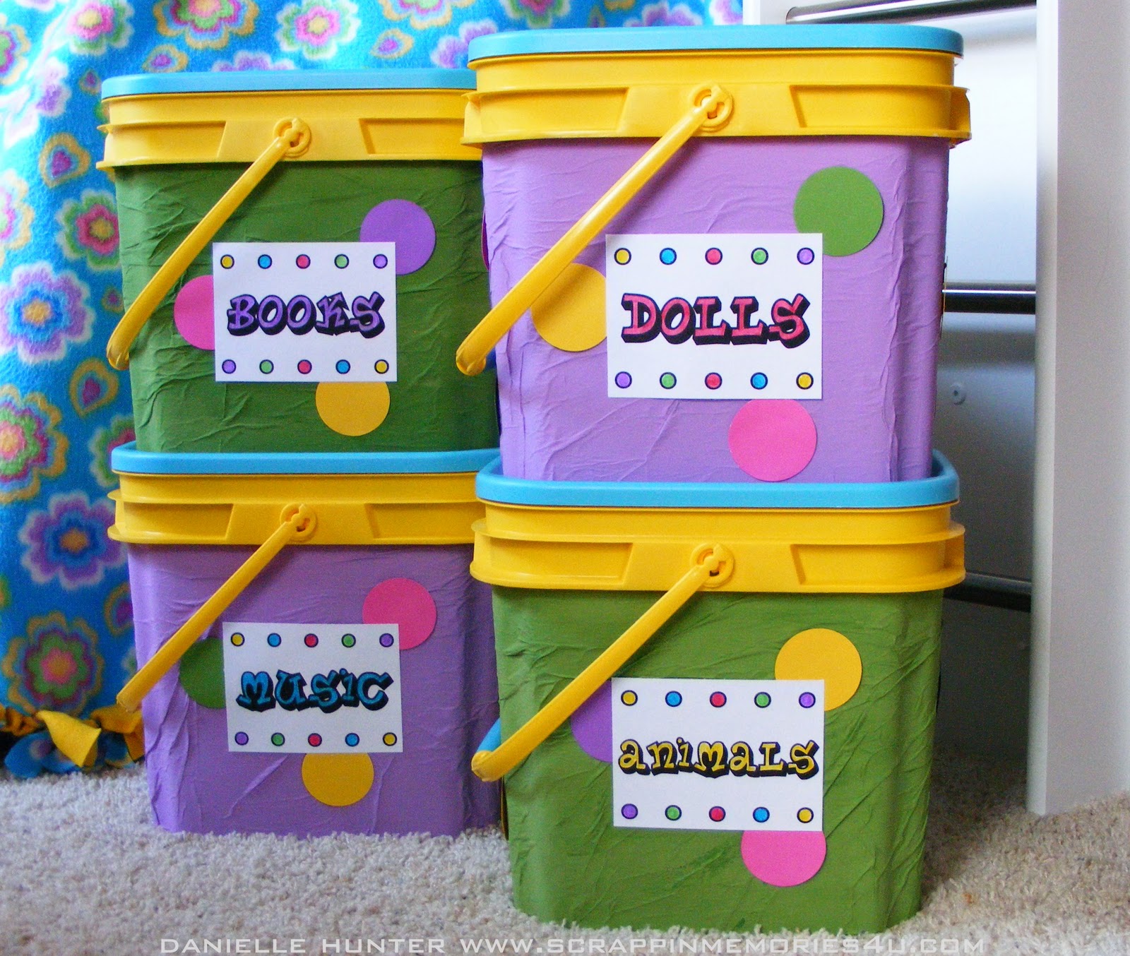 Labeled toy boxes