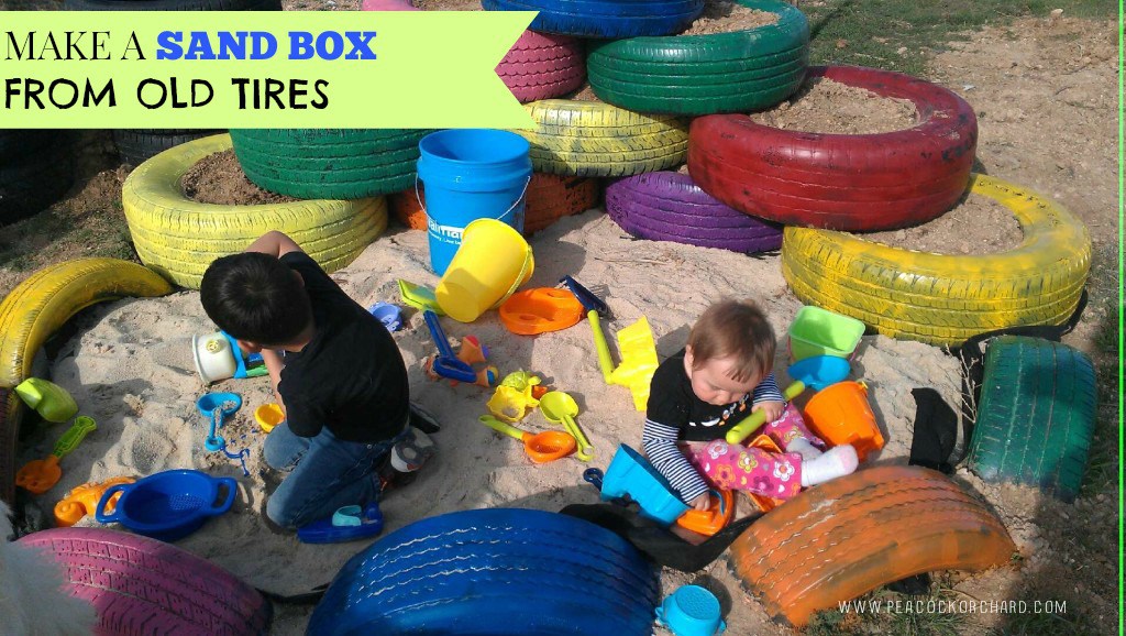 Make a sand box from old tires