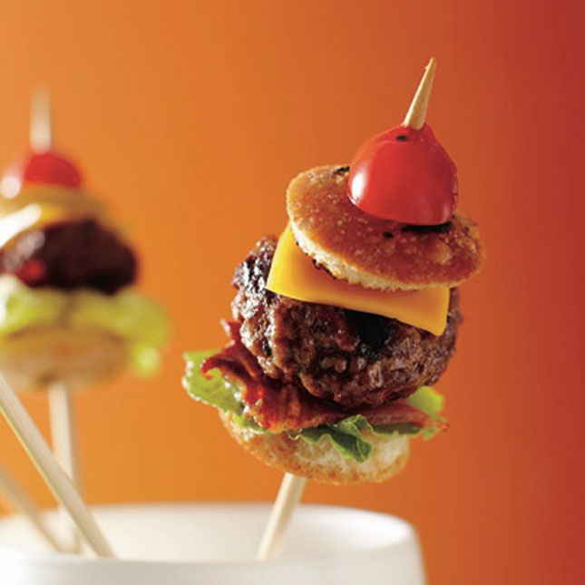 Mini burgers on a stick