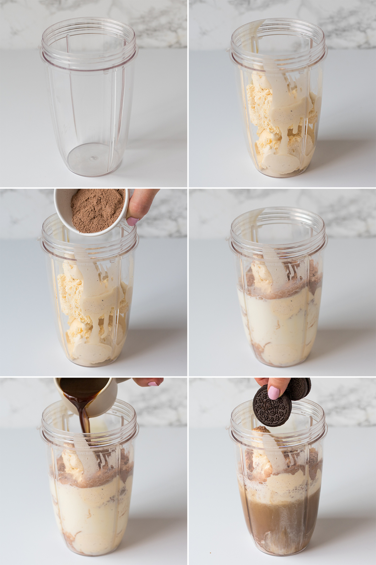 Oreo coffee milkshake step 1 collage