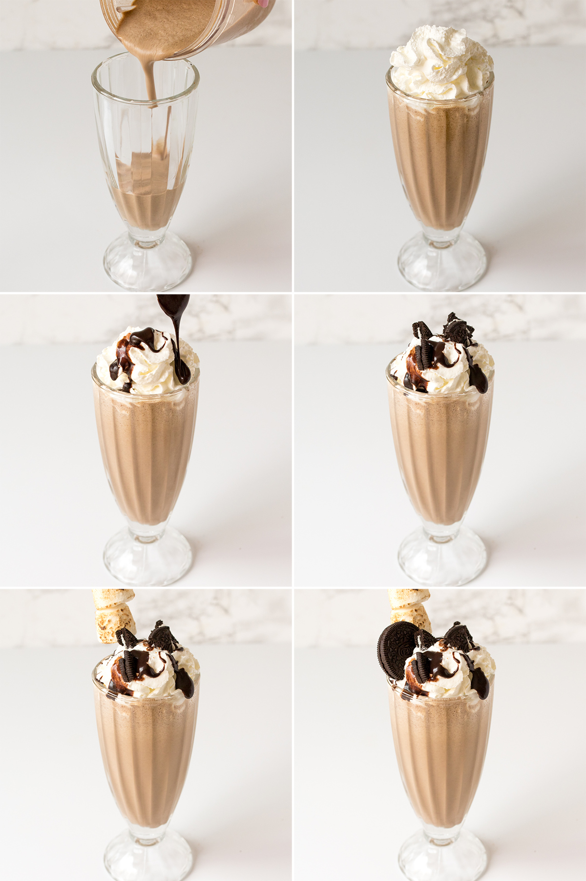 Oreo coffee milkshake step 4 collage