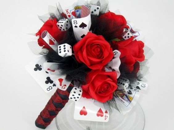 Playing card last vegas themed bouquet