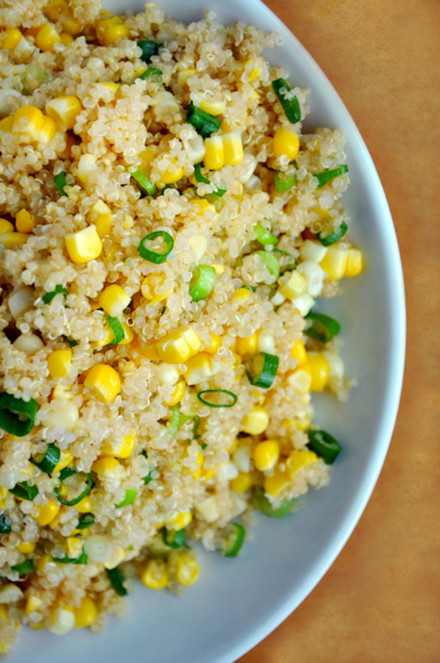 Quinoa with corn and scallions with honey butter dressing