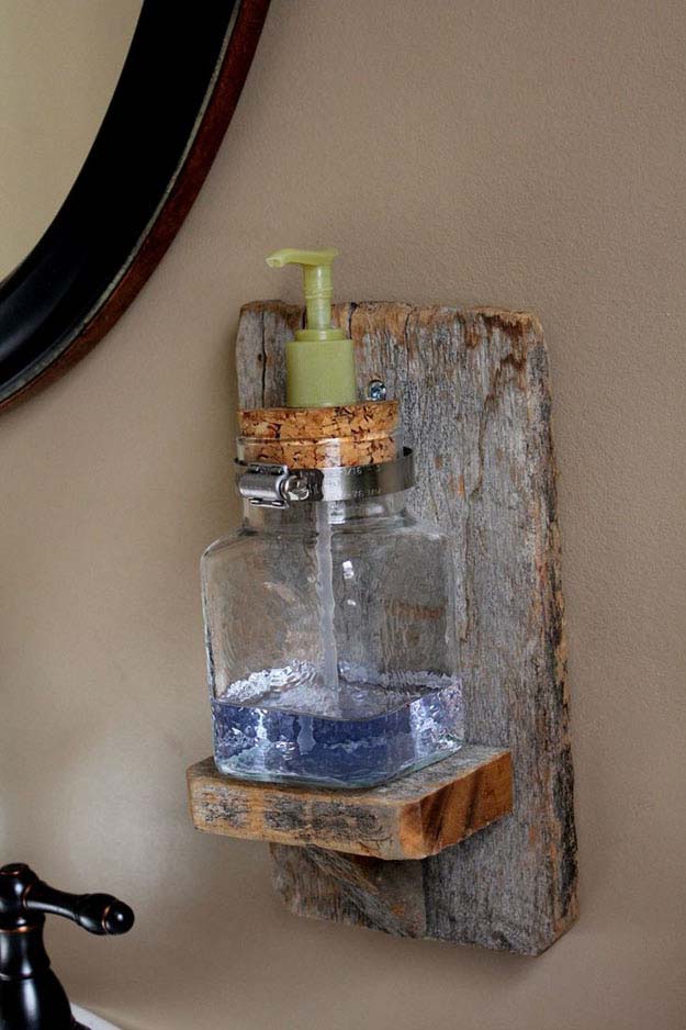 Rustic corked soap dispenser shelf