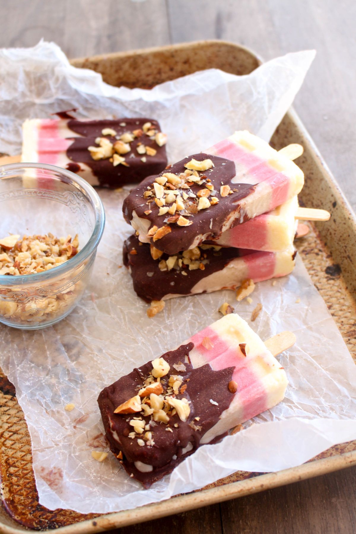 Summer banana split popsicles