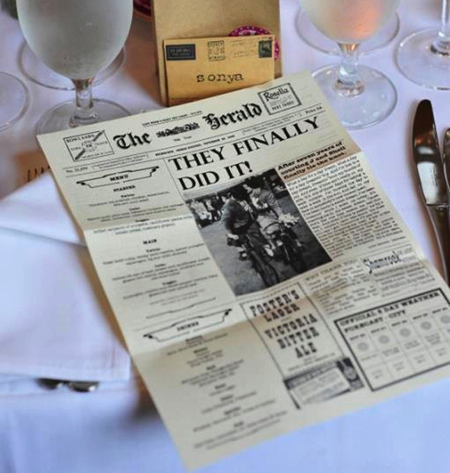 Vintage style newspaper menus