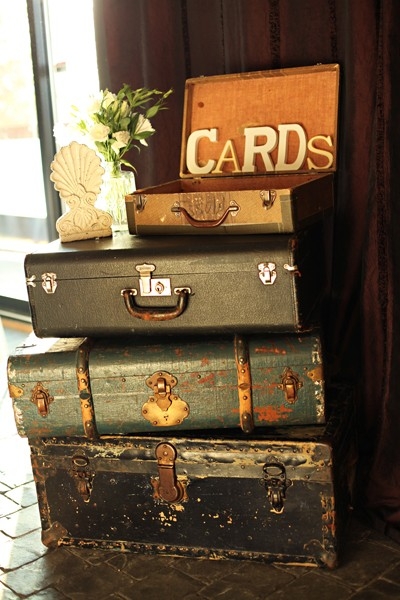 Vintage suitcase wedding card box