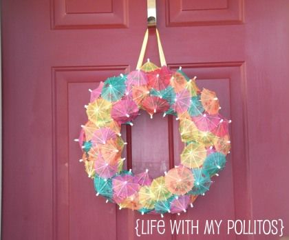 Cocktail umbrella door wreath