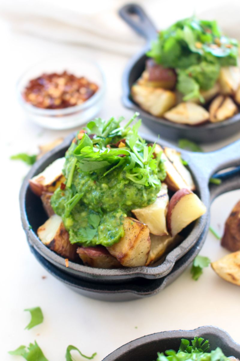 Easy Grilled Potatoes With Avocado Chimichurri