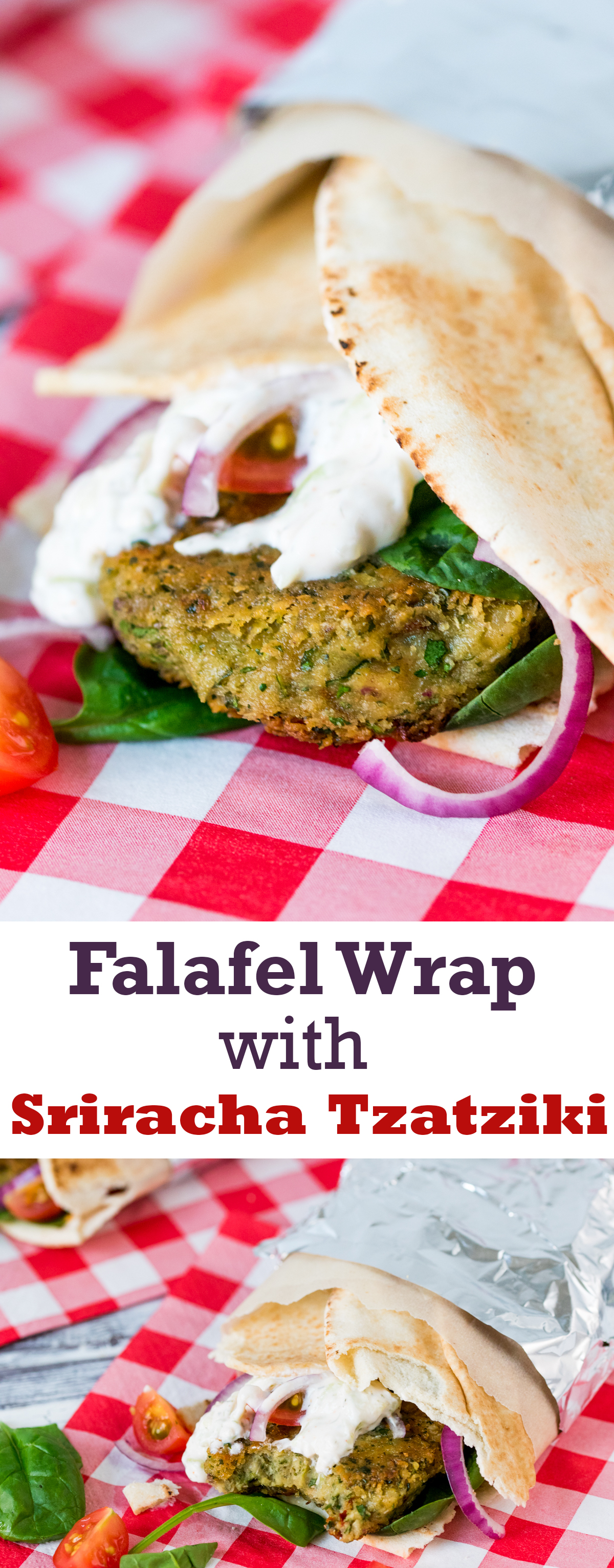 Falafel wrap with sriracha tzatziki pinterest