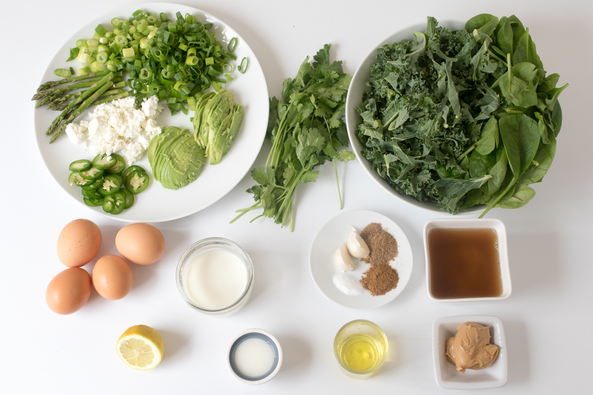 Green shakshuka ingredients
