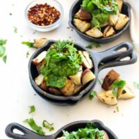 Grilled potatoes with avocado chimichurri