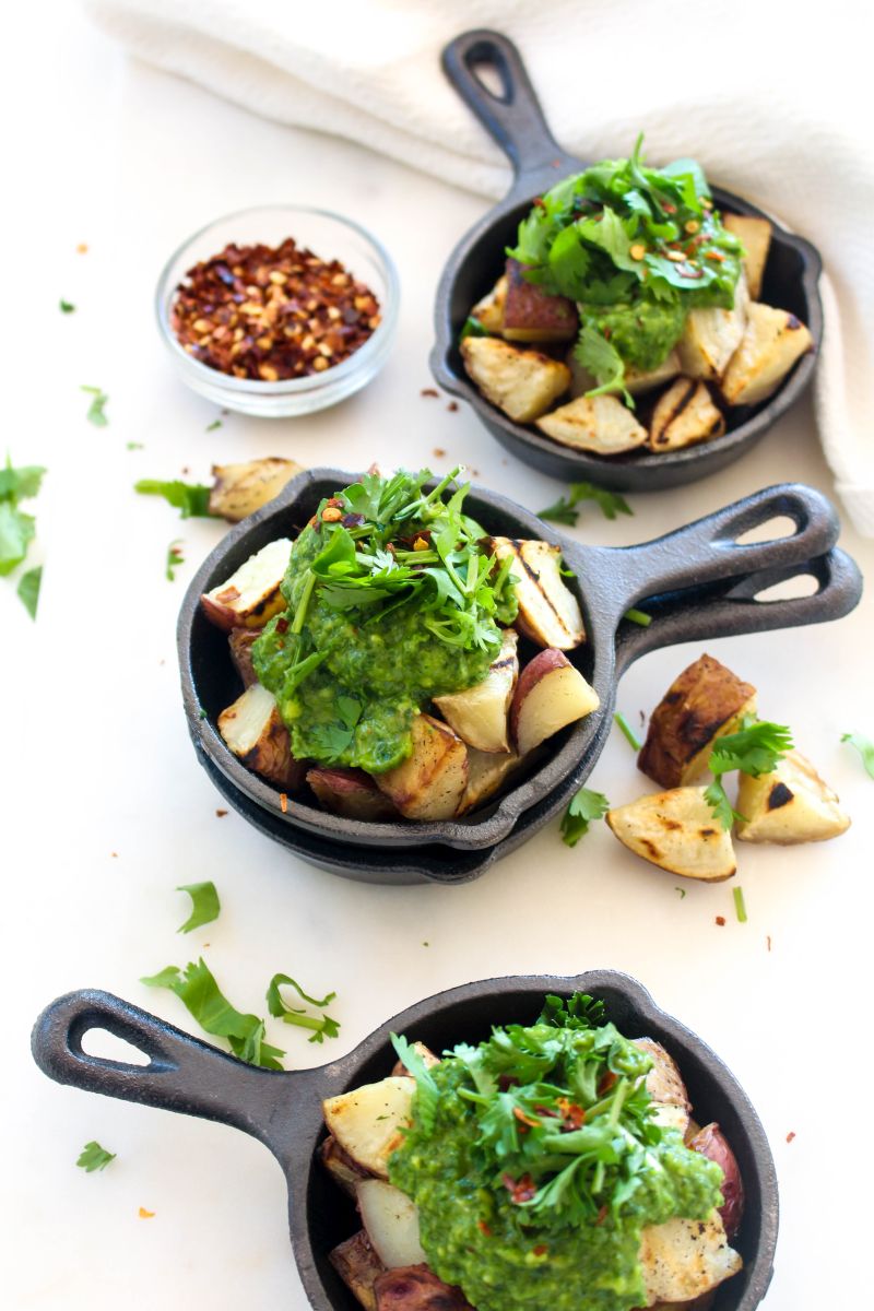 Grilled Potatoes With Avocado Chimichurri