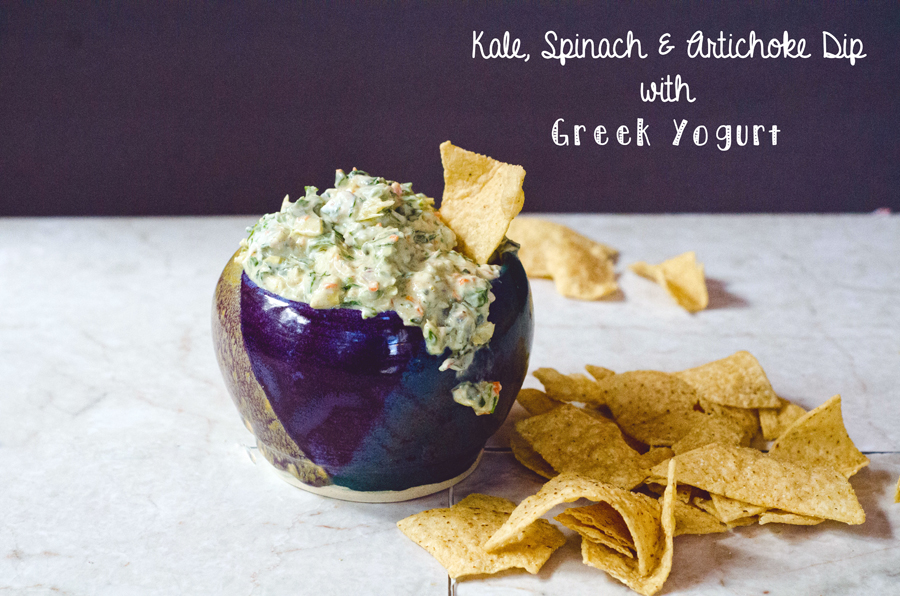 Kale, spinach, and artichoke greek yogurt dip
