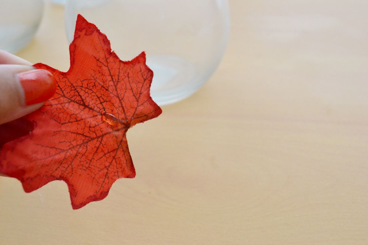 Maple leaf candle holders add glue