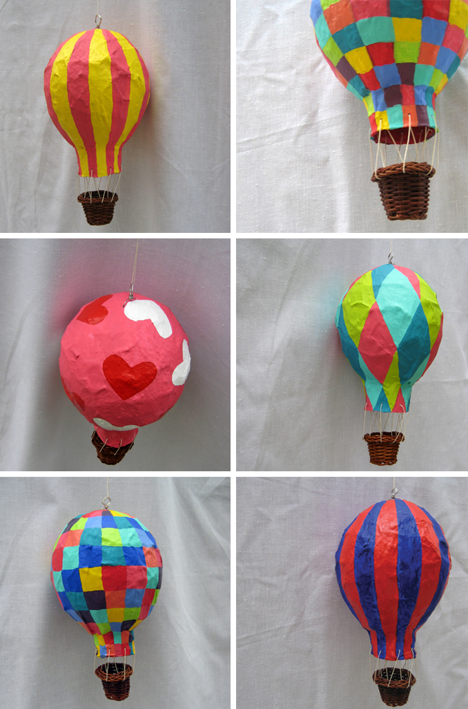 Papier mache hot air balloons