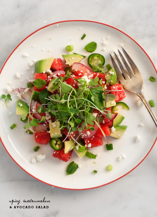 Spiy watermelon and avocado salad