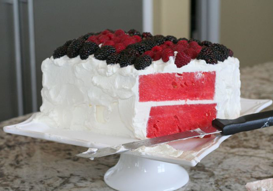 Watermelon and berry cake