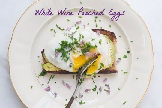 White wine poached eggs