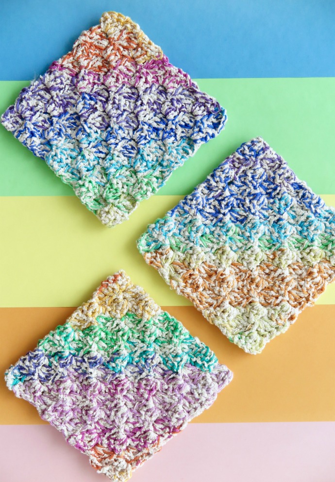 Corner to corner crochet stitch washcloths