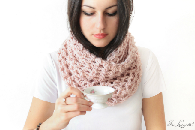 Lacey crochet infinity scarf