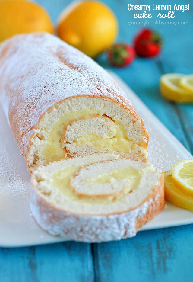 Lemon angel cake roll