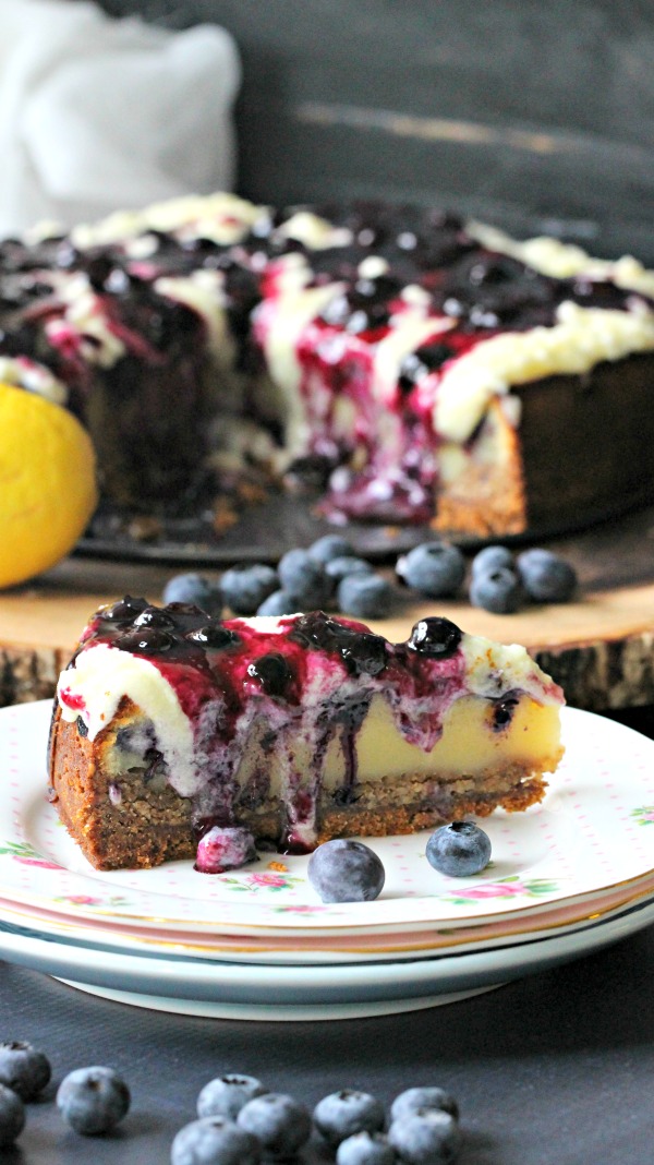 Lemon blueberry custard cake