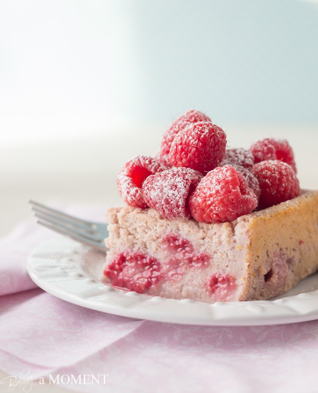 Raspberry custard cake