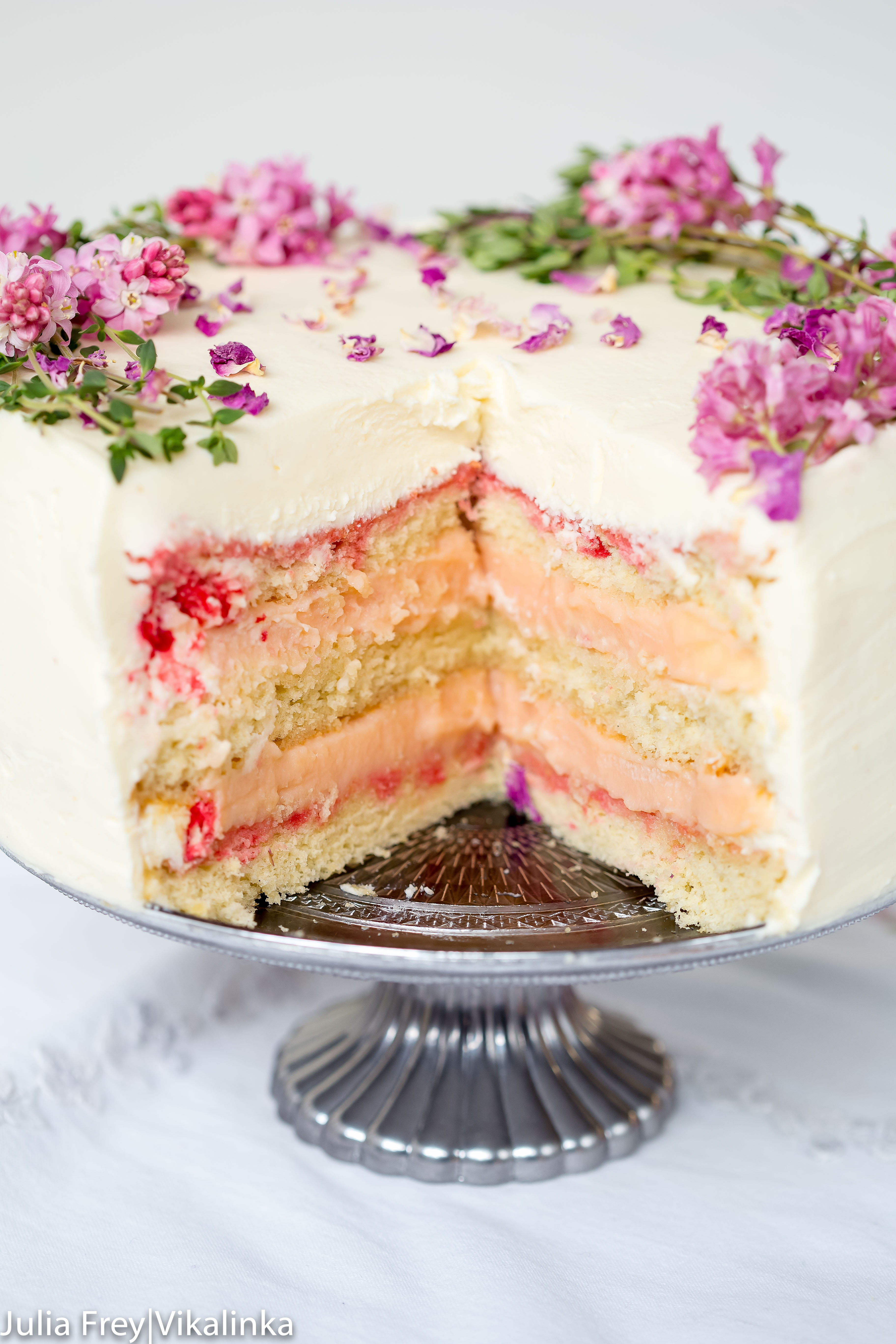 Rose rhubarb layer cake
