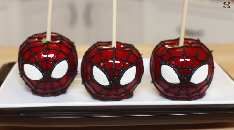 Spiderman candy apples