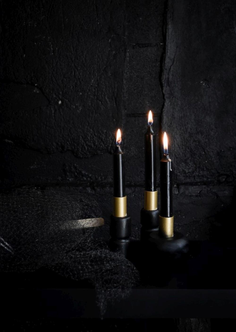 Black candleholders indoor halloween decorations 