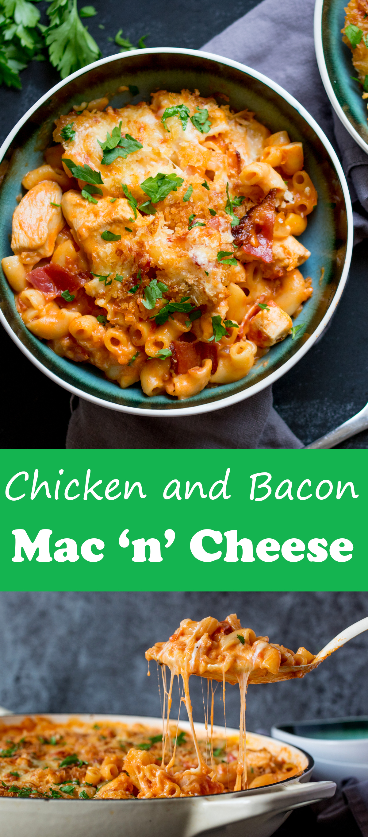 Chicken and bacon mac n cheese pinterest