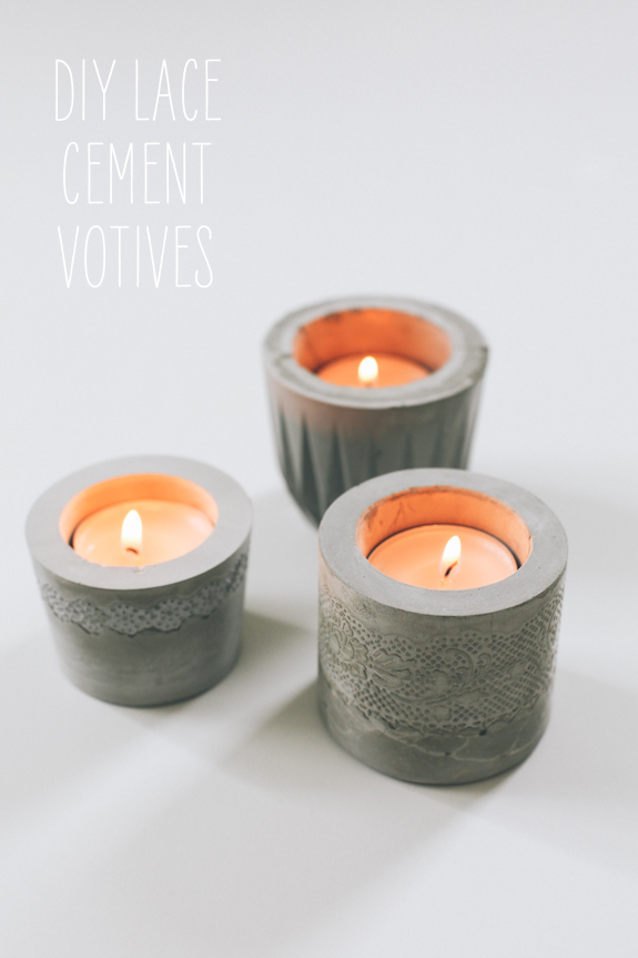 Diy lace cement votives