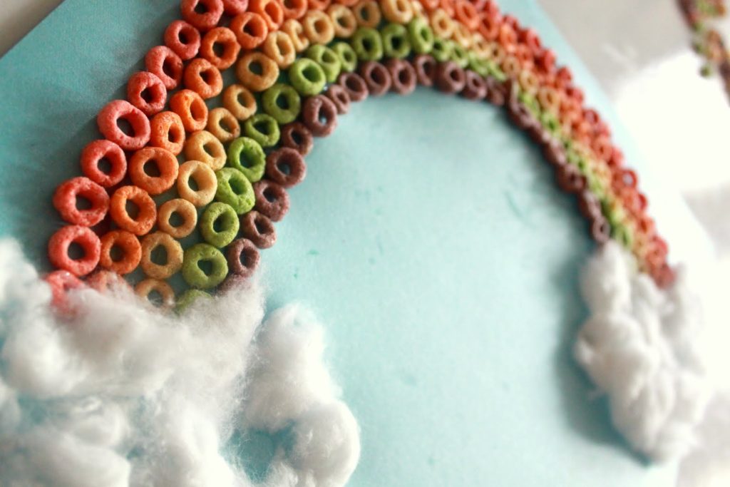 Fruit loop and cotton ball rainbow