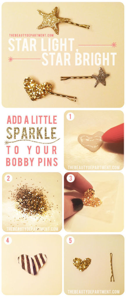 Glue and sparkle bobby pins