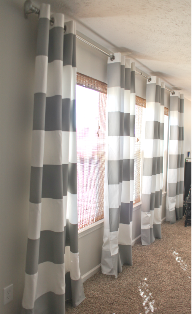 Gray paint striped curtains