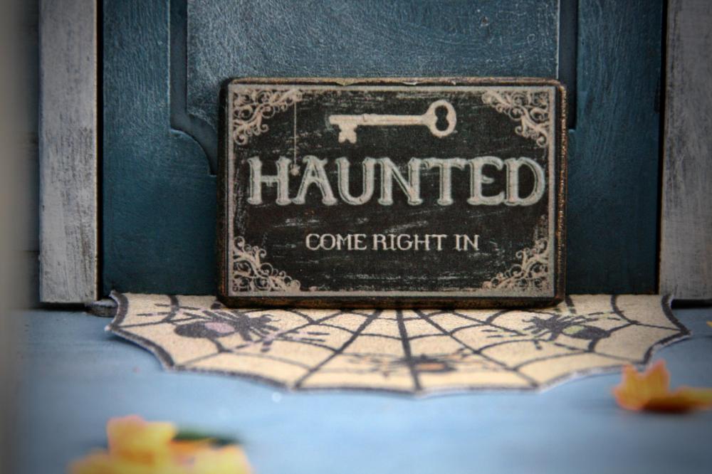 Haunted warning sign halloween haunted house decorations