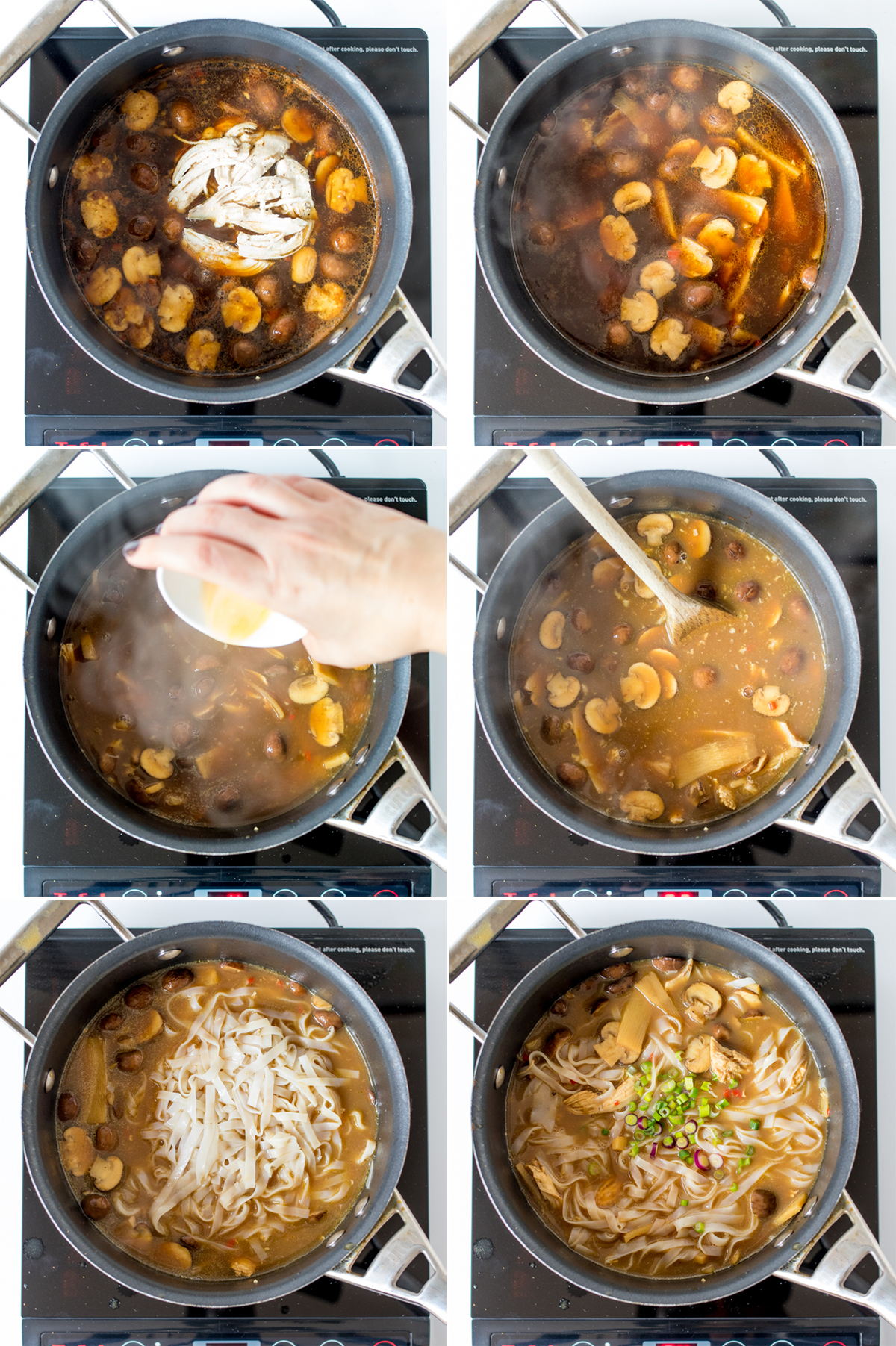 Hot and sour chicken noodle soup step2 collage