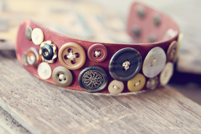 Leather button cuff