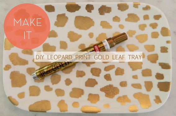 Leopard gold leaf table tray